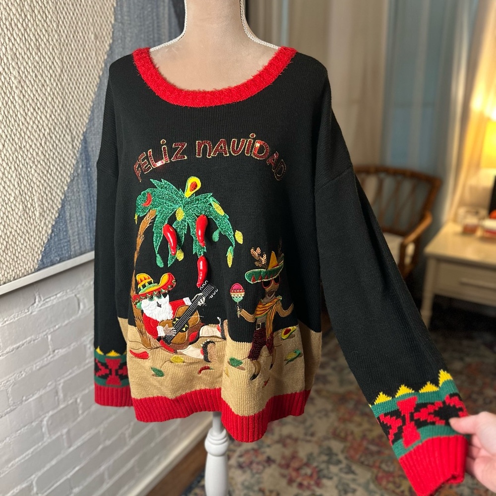 Holiday Time Feliz Navidad 3D Christmas Sweater - Picture 2 of 12